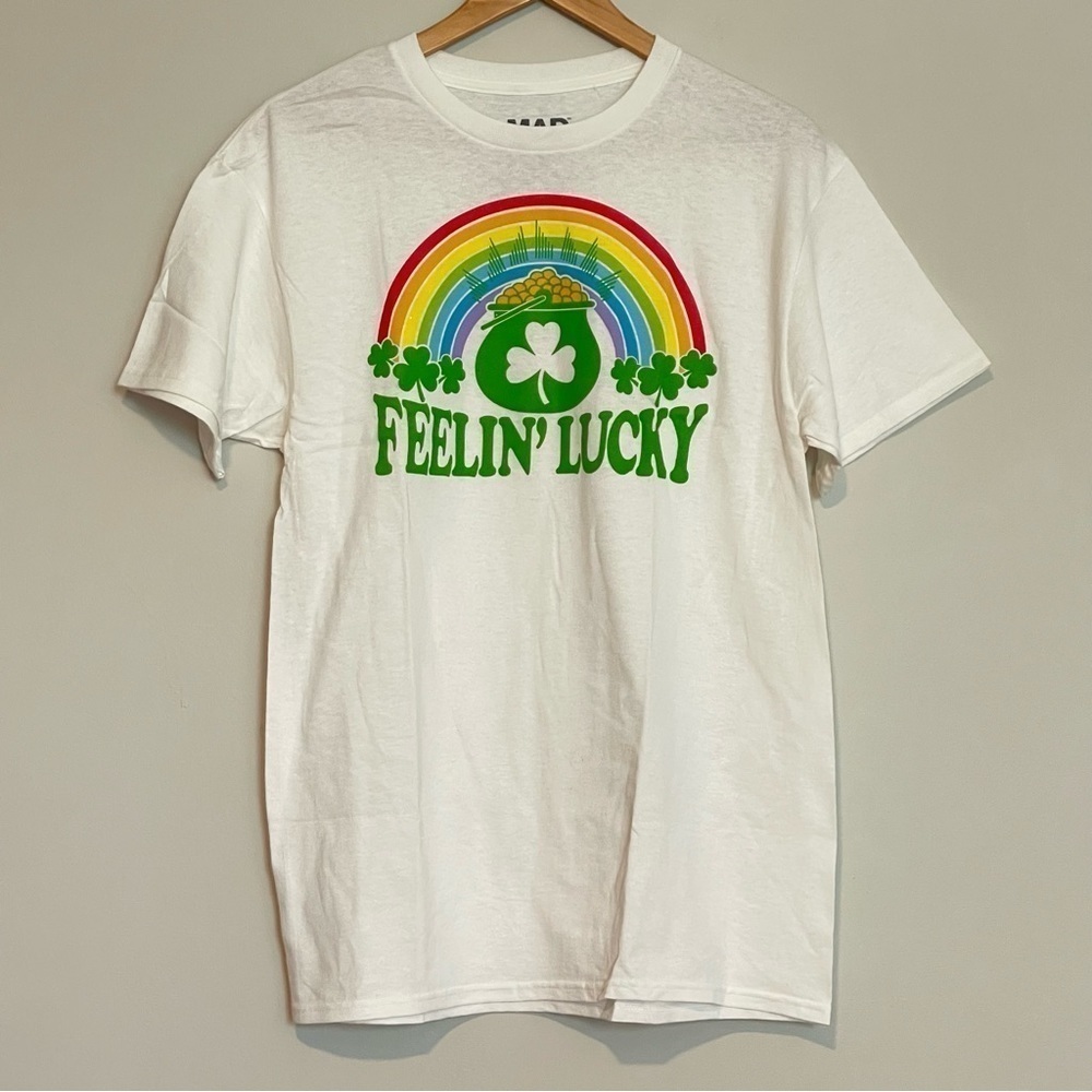Mad Engine St Patrick's Day Feelin' Lucky Rainbow T-Shirt - Picture 2 of 5